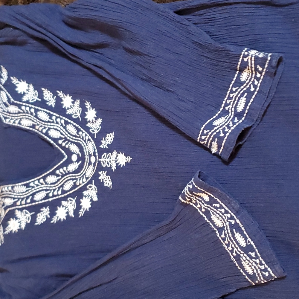 Navy Embroidered‎ Tunic - Picture 6 of 7